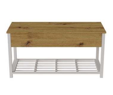 Банкетка з ящиком Ferrum-decor Дрейк 1 550x1000x400 метал Білий ДСП Дуб Артизан 16 мм (FRD-103057)