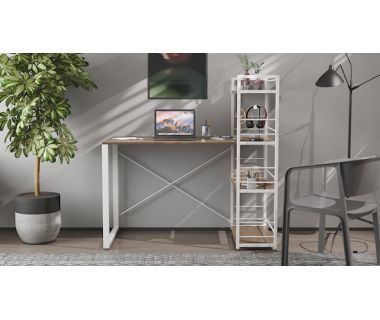 Письмовий стіл Ferrum-decor Серії Конект з етажеркою 75x120x60 білий ДСП Дуб Сонома Трюфель 16мм (FRD-104228)