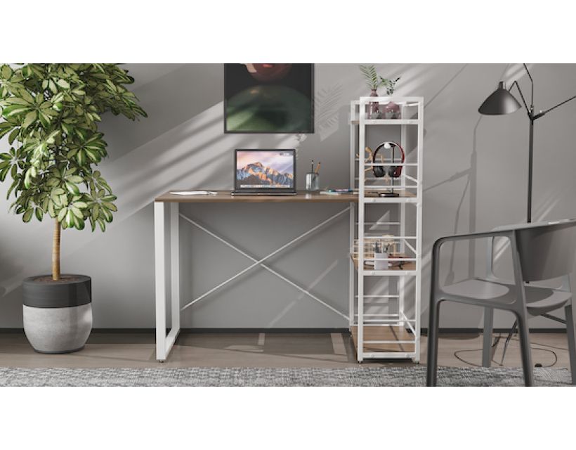 Письмовий стіл Ferrum-decor Серії Конект з етажеркою 75x120x60 білий ДСП Дуб Сонома Трюфель 16мм (FRD-104228)