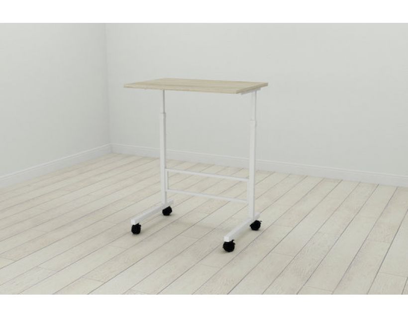 Стіл приставний Ferrum-decor Аміго 62x60x40 метал Білий ДСП Дуб Сонома 16мм (FRD-102536)