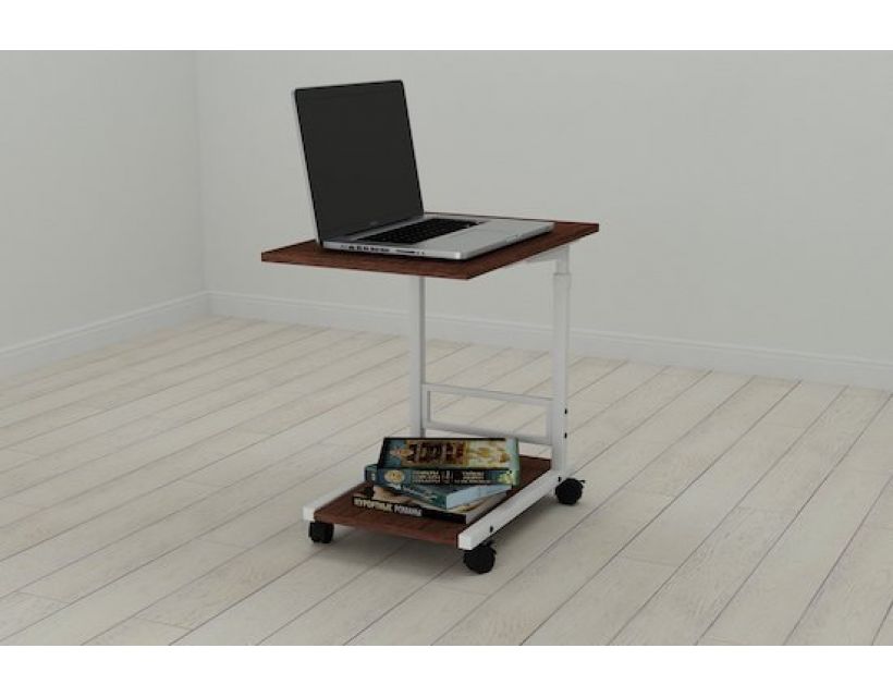 Стіл приставний Ferrum-decor Френа 62x40x60 метал Білий ДСП Венге 16мм (FRD-105399)