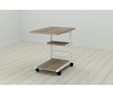 Стіл приставний Ferrum-decor Адан 62x40x60 метал Білий ДСП Дуб Дуб Сонома Трюфель 16мм (FRD-102495)