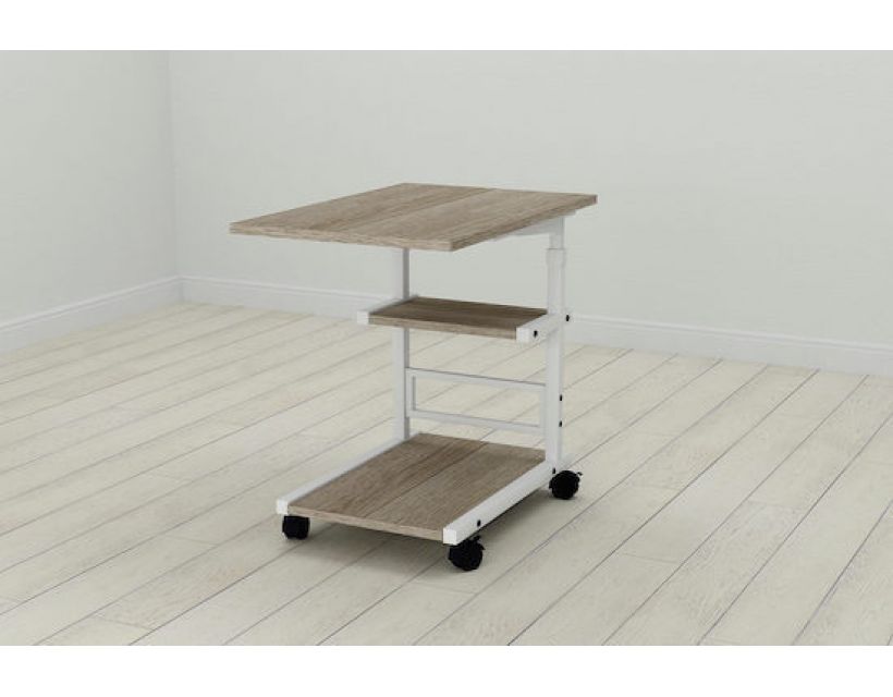 Стіл приставний Ferrum-decor Адан 62x40x60 метал Білий ДСП Дуб Дуб Сонома Трюфель 16мм (FRD-102495)