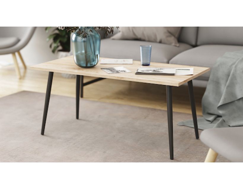 Стіл журнальний Монтана Ferrum-decor 45x100x50 Чорний метал ДСП Дуб Сан-Марино 16 мм (FRD-106716)