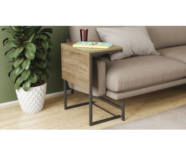 Стол журнальный приставной Терри Комбо Ferrum-decor 345x662x440 Черный металл ДСП Дуб Сонома Трюфель 16 мм (FRD-105140)