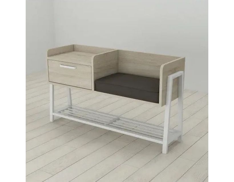 Банкетка с тумбочкой и сидением Ferrum-decor Бланка 540x1000x320 металл Белый ДСП Сонома 16 мм (FRD-103034)