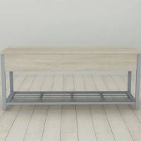Банкетка із ящиком Ferrum-decor Дрейк 1 550x1000x400 метал Сірий ДСП Сонома 16 мм (FRD-103062)