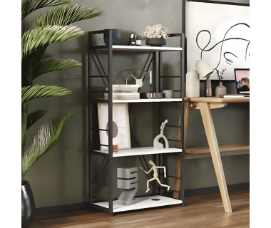 Этажерка 4/60 Ferrum-decor Серии Коннект 120x60x28 черный ДСП Белый 16мм (FRD-104236)