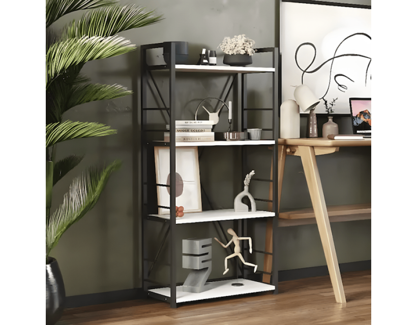 Етажерка 4/60 Ferrum-decor Серії Коннект 120x60x28 чорний ДСП Білий 16мм (FRD-104236)