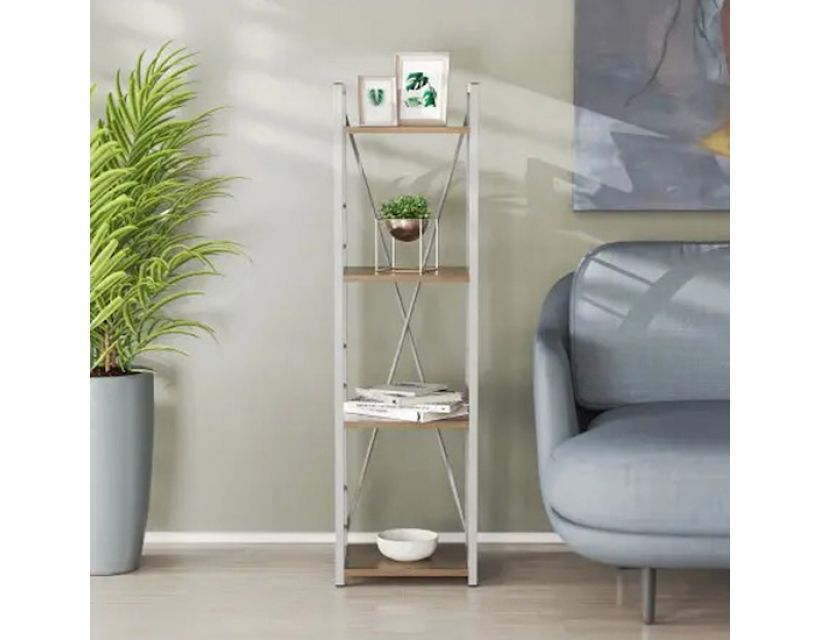 Этажерка 4/34 Ferrum-decor Серии Коннект 120x34x28 серый ДСП Дуб Сонома Трюфель 16мм (FRD-104287)