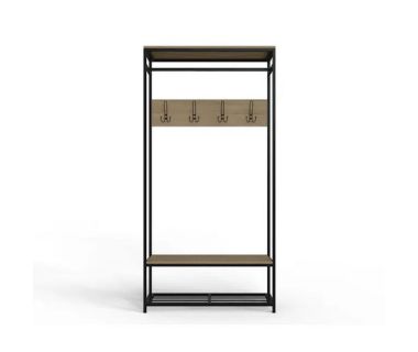 Вешалка напольная Ferrum-decor Трелис 15 180x90x38 черный ДСП Дуб Сонома 16мм (FRD-104364)