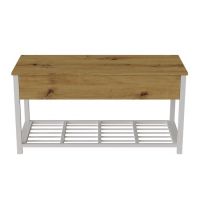 Банкетка з ящиком Ferrum-decor Дрейк 1 550x1000x400 метал Білий ДСП Дуб Артизан 16 мм (FRD-103057)