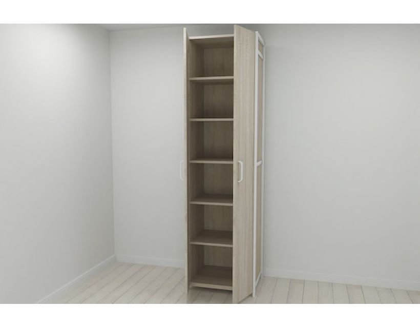 Шафа Гардероб Уні секція 7 серії Конект Ferrum-decor 220x60x50см Білий метал ДСП Дуб Сонома 16 мм (FRD-104569)