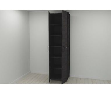 Шафа Гардероб Уні секція 7 серії Конект Ferrum-decor 220x60x50см Чорний метал ДСП Венге Магія 16 мм (FRD-104560)