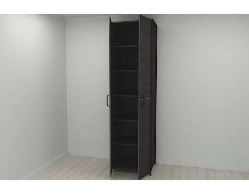 Шафа Гардероб Уні секція 7 серії Конект Ferrum-decor 220x60x50см Чорний метал ДСП Венге Магія 16 мм (FRD-104560)