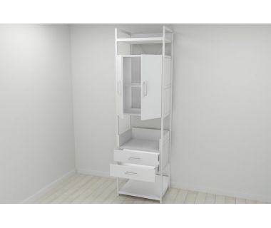 Шкаф Гардероб Уни секция 5 серии Конект Ferrum-decor 220x60x50см Белый металл ДСП Белый 32 мм (FRD-104519)