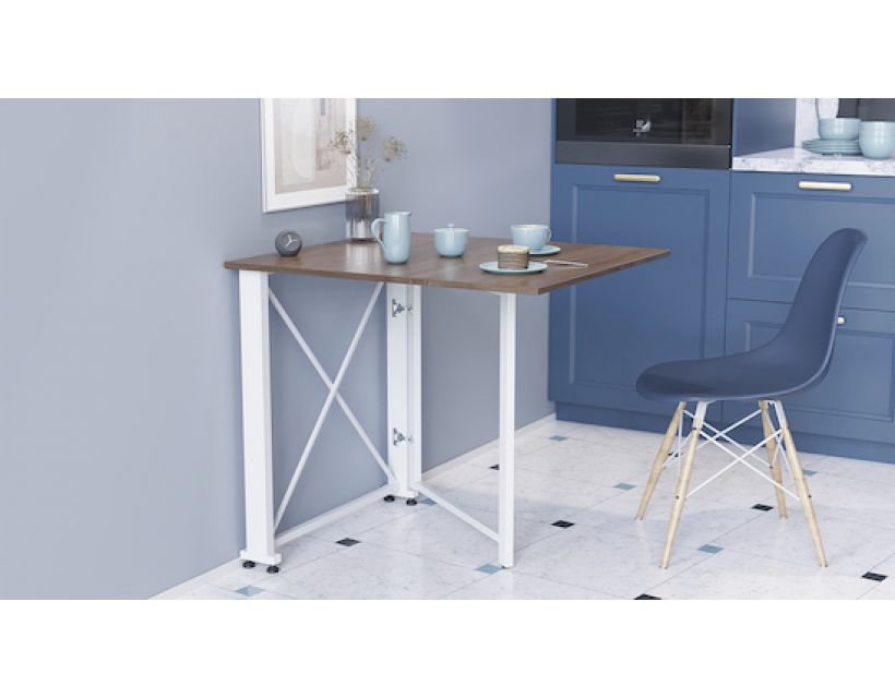 Стіл-книга трансформер Оріон 1 Ferrum-decor 750x810x730 Білий метал ДСП Дуб Сонома Трюфель 16 мм (FRD-104608)