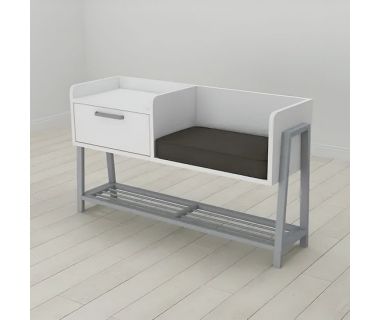 Банкетка с тумбочкой и сидением Ferrum-decor Бланка 540x1000x320 металл Серый ДСП Белый 16 мм (FRD-103038) Банкетка с тумбочкой и сидением Ferrum-decor Бланка 540x1000x320 металл Серый ДСП Белый 16 мм (FRD-103038)