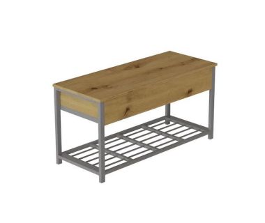 Банкетка с ящиком Ferrum-decor Дрейк 1 550x1000x400 металл Серый ДСП Дуб Артизан 16 мм (FRD-103064)