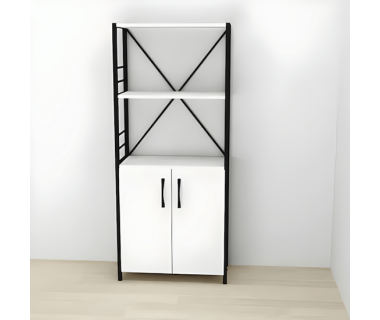 Етажерка 3/60 Ferrum-decor Серії Конект із тумбою 144x60x28 Чорний ДСП Білий (FRD-104442)