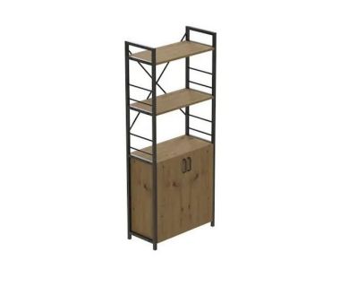 Етажерка 3/60 Ferrum-decor Серії Конект з тумбою 144x60x28 Чорний ДСП Артизан (FRD-104447)
