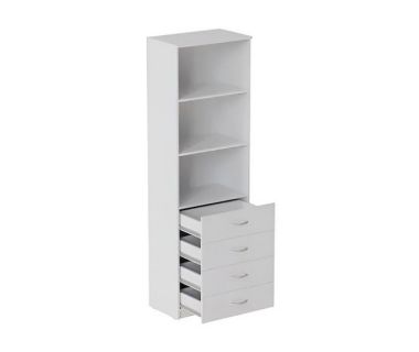 Шкаф Анжело Ferrum-decor на 3 полки с 4 ящиками 1900x600x380 ДСП Белый 16 мм (FRD-104983)