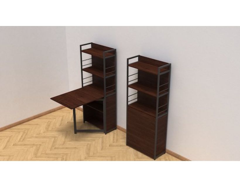 Стіл книга з етажеркою Практик 2 Ferrum-decor 1555x640x990 Чорний метал ДСП Венге Магія 16 мм (FRD-105393)