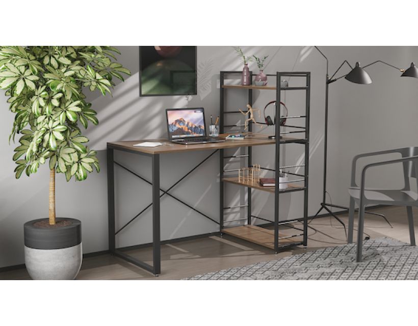 Письмовий стіл Ferrum-decor Серії Конект з етажеркою 75x120x60 чорний ДСП Дуб Сонома Трюфель 16мм (FRD-104223)