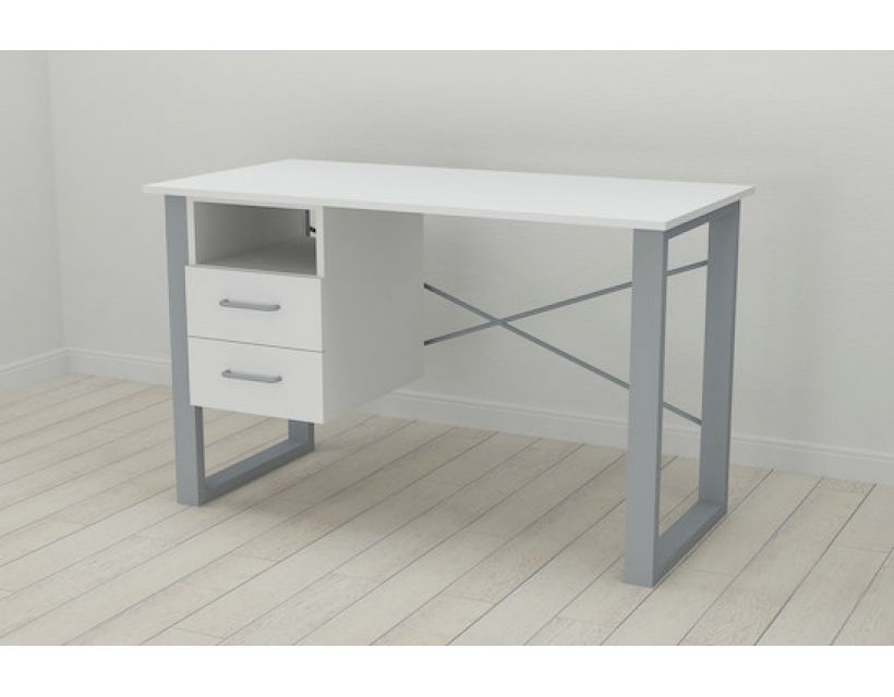 Письмовий стіл із ящиками Ferrum-decor Оскар 750x1200x700 метал Сірий ДСП Білий 16 мм (FRD-103268)