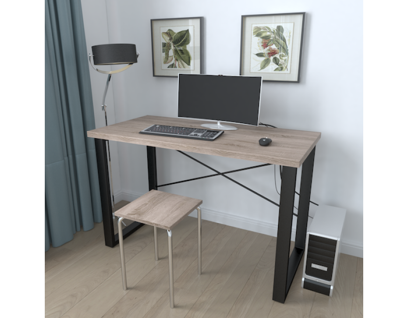 Письменный стол Ferrum-decor Драйв 750x1400x700 Черный металл ДСП Дуб Сонома Трюфель 32 мм (FRD-103405)