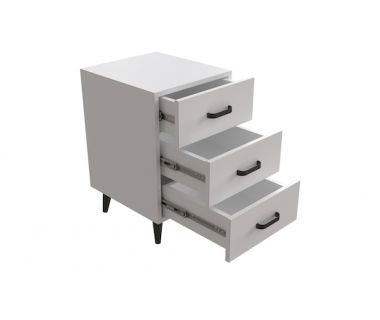 Тумба Вива 3 на конусных ножках Ferrum-decor 56,5x35x40 Черный металл ДСП Белый 16 мм (FRD-106823)