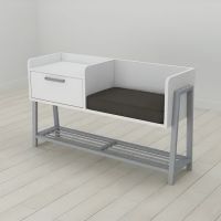 Банкетка с тумбочкой и сидением Ferrum-decor Бланка 540x1000x320 металл Серый ДСП Белый 16 мм (FRD-103038)