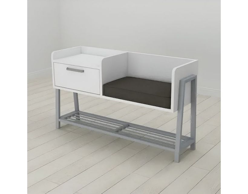 Банкетка с тумбочкой и сидением Ferrum-decor Бланка 540x1000x320 металл Серый ДСП Белый 16 мм (FRD-103038)