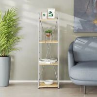 Этажерка 4/34 Ferrum-decor Серии Коннект 120x34x28 серый ДСП Дуб Артизан 16мм (FRD-104285)