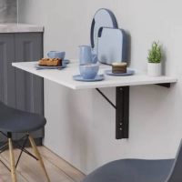 Обідній стіл-трансформер Ніка стіновий Ferrum-decor 420x900x500 Чорний метал ДСП Білий 16 мм (FRD-105164)