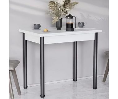 Раскладной обеденный стол-формер Берта Ferrum-decor 750x1200x900 Черный металл ДСП Белый 16 мм (FRD-105171)