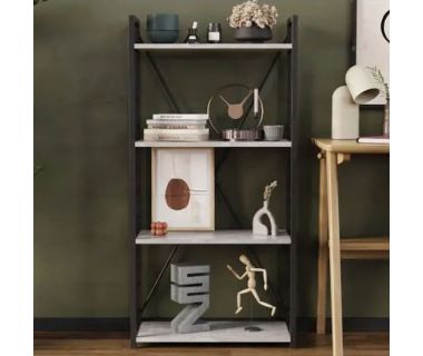 Этажерка 4/60 Ferrum-decor Серии Коннект 120x60x28 черный ДСП Бетон 16мм (FRD-105552)