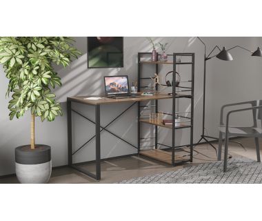 Письмовий стіл Ferrum-decor Серії Конект з етажеркою 75x120x60 чорний ДСП Дуб Сонома Трюфель 16мм (FRD-104223)