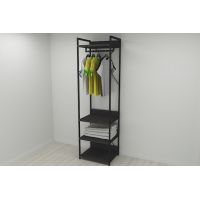 Шкаф Гардероб Уни секция 3 серии Конект Ferrum-decor 220x60x50см Черный металл ДСП Венге Магия 32 мм (FRD-104524)