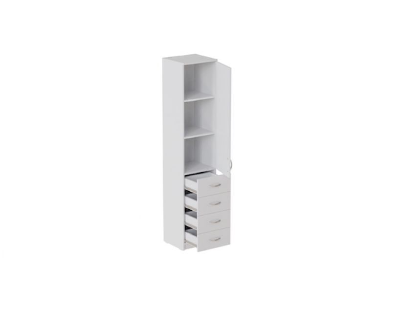 Пенал Анжело Ferrum-decor на 3 полицях з дверима та 4 ящиками 1900x400x380 ДСП Білий 16 мм (FRD-104930)