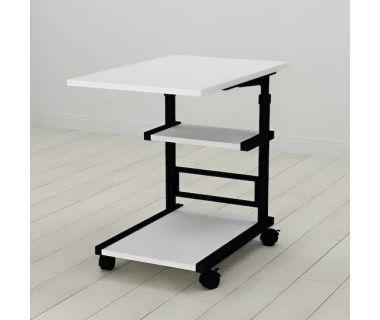 Стіл приставний Ferrum-decor Адан 62x40x60 метал Чорний ДСП Білий 16мм (FRD-102484)