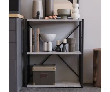 Этажерка 3/60 Ferrum-decor Серии Коннект 75x60x28 черный ДСП Бетон 16мм (FRD-104256)