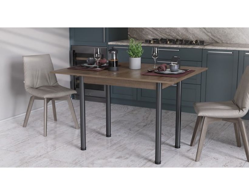 Раскладной обеденный стол трансформер Берта Ferrum-decor 750x1400x900 Черный металл ДСП Дуб Сонома Трюфель 16 мм (FRD-105182)