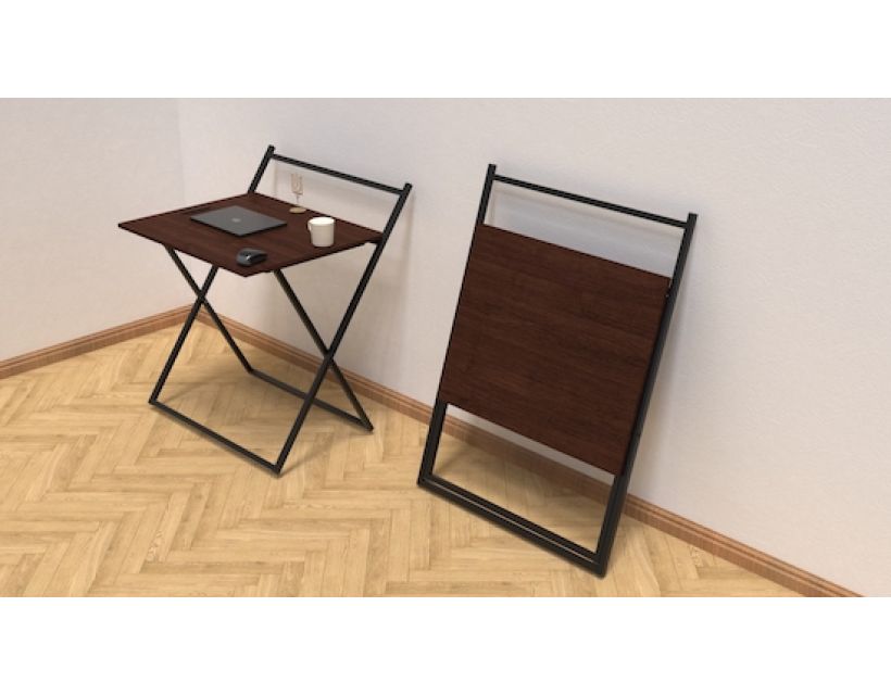 Стіл трансформер Компакт 1 Ferrum-decor 750x790x720 Чорний метал ДСП Венге Магія 16 мм (FRD-105404)