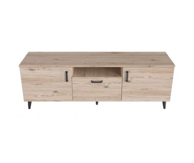 Тумба Лестер на конусних ніжках Ferrum-decor 48x139x38 Чорний метал ДСП Дуб Сан-Марино 16 мм (FRD-106806)