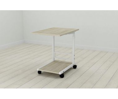 Стіл приставний Ferrum-decor Френа 62x40x60 метал Білий ДСП Дуб Сонома 16мм (FRD-102515)