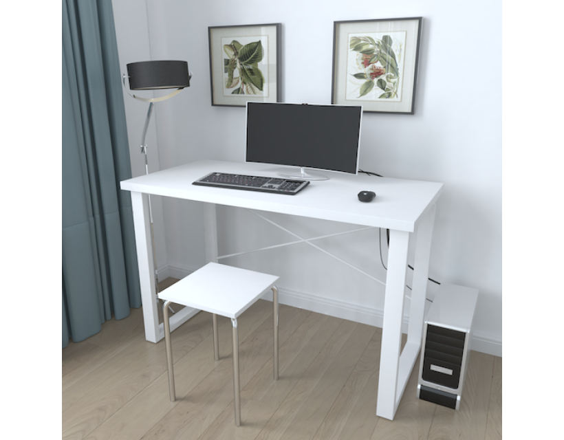 Письмовий стіл Ferrum-decor Драйв 750x1200x600 Білий метал ДСП Білий 32 мм (FRD-103331)