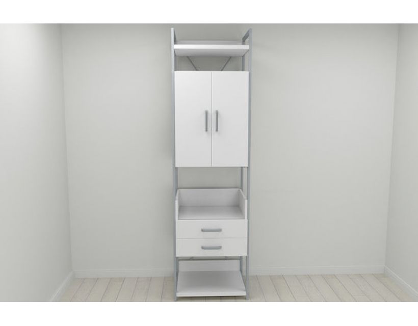 Шкаф Гардероб Уни секция 5 серии Конект Ferrum-decor 220x60x50см Серый металл ДСП Белый 32 мм (FRD-104515)