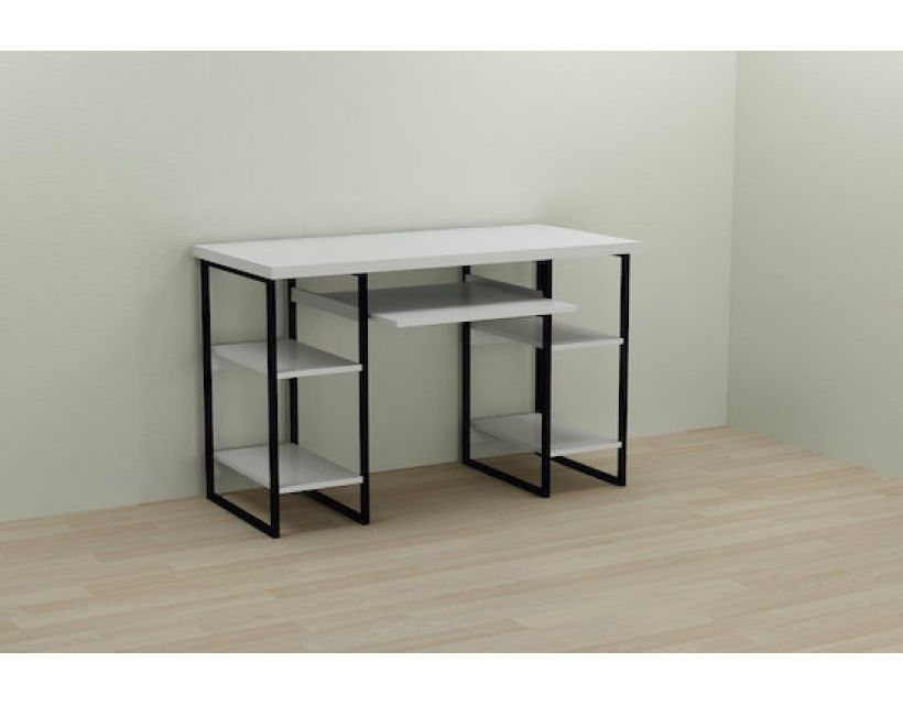 Компьютерный стол Ferrum-decor Тим 75x140x60 черный ДСП Белый 32мм (FRD-103965)