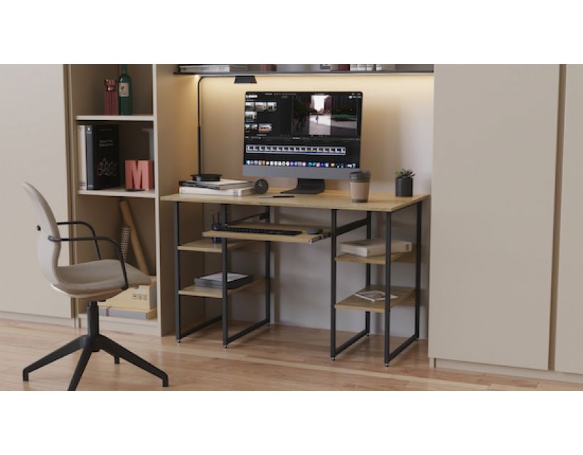 Комп'ютерний стіл Ferrum-decor Тім 75x120x60 чорний ДСП Дуб Сонома 16мм (FRD-103951)